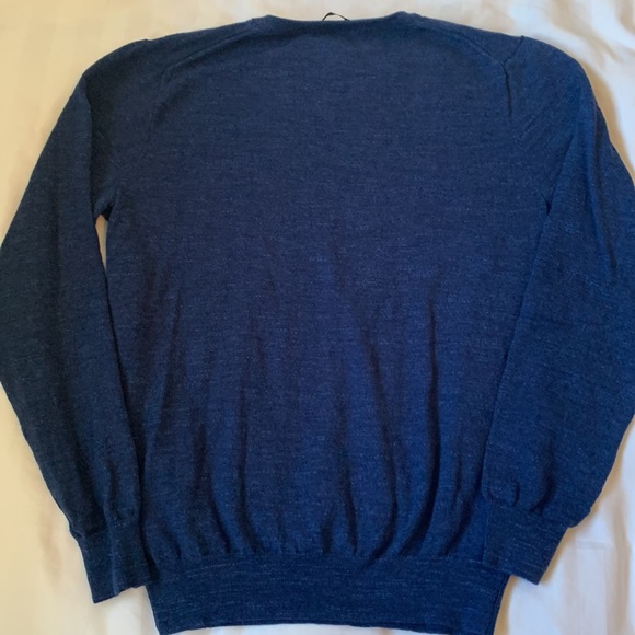 J Crew medium blue marled cotton slim fit V neck sweater EUC - Picture 4 of 4